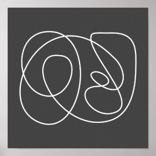 Contemporary Minimalist Abstract Line Black White ポスター
