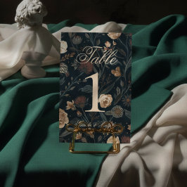 Contemporary Modern Black Floral Wedding テーブルナンバー