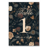 Contemporary Modern Black Floral Wedding テーブルナンバー (正面)
