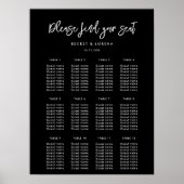 Contemporary modern black wedding seating chart ポスター (正面)