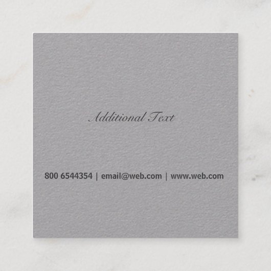 Contemporary Neutral Grey Minimalist Professional スクエア名刺 (裏面)