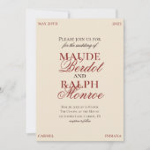 Contemporary Old Money Bold Red Wedding 招待状 (正面)