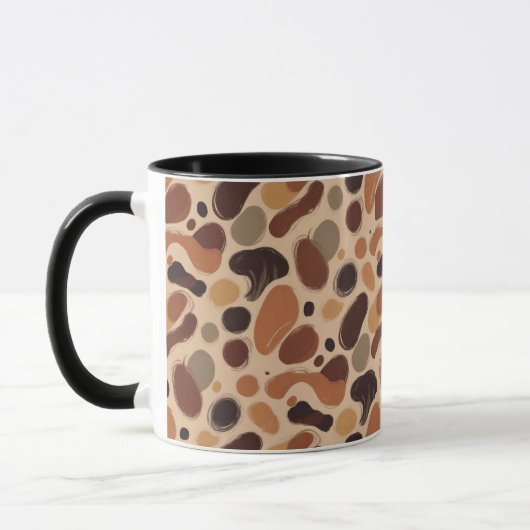 Contemporary Organic Pattern Mug – Earthy Tones マグカップ (左)