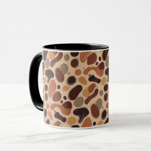 Contemporary Organic Pattern Mug – Earthy Tones マグカップ (正面左)