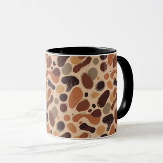 Contemporary Organic Pattern Mug – Earthy Tones マグカップ (正面右)