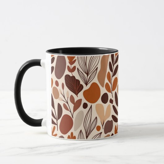 Contemporary Organic Pattern Mug – Earthy Tones マグカップ (左)