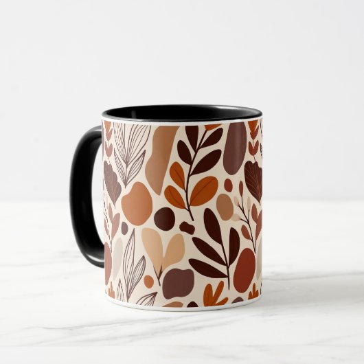 Contemporary Organic Pattern Mug – Earthy Tones マグカップ (正面左)