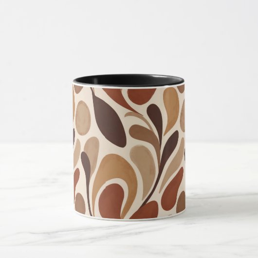 Contemporary Organic Pattern Mug – Earthy Tones マグカップ (中央)