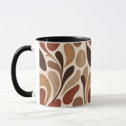 Contemporary Organic Pattern Mug – Earthy Tones マグカップ (左)