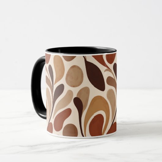Contemporary Organic Pattern Mug – Earthy Tones マグカップ (正面左)