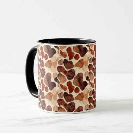 Contemporary Organic Pattern Mug – Earthy Tones マグカップ (正面左)