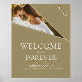 Contemporary Photo Wedding Welcome Sign ポスター (正面)