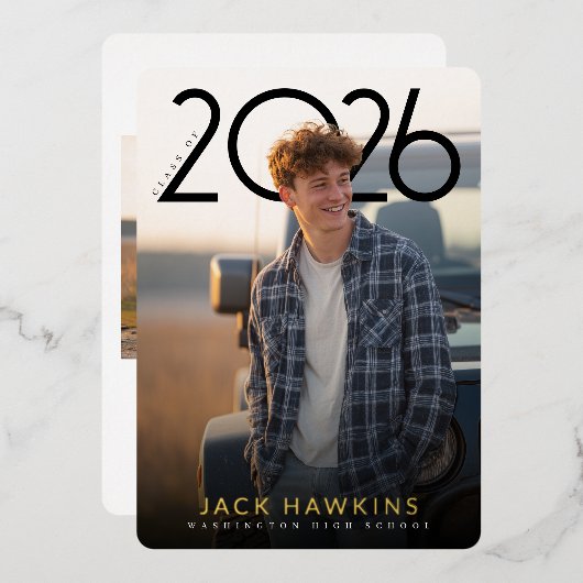 Contemporary PhotoPop Graduation Party 箔招待状 (正面/裏面)