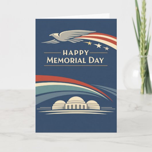Contemporary Red White Blue Eagle Memorial Day  カード (正面)