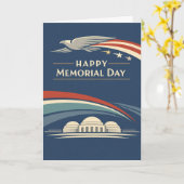 Contemporary Red White Blue Eagle Memorial Day  カード (黄色い花)