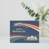 Contemporary Red White Blue Eagle Memorial Day  シーズンポストカード (スタンド正面)
