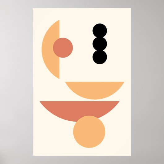 Contemporary Rust Red Sun Black Moon Circles Art ポスター (正面)