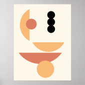 Contemporary Rust Red Sun Black Moon Circles Art ポスター (正面)