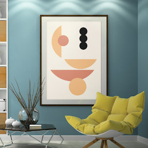 Contemporary Rust Red Sun Black Moon Circles Art ポスター