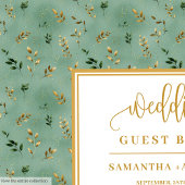 Contemporary sage green gold eucalyptus wedding  ゲストブック