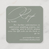 Contemporary Simple Green Sage RSVP QR Code Card エンクロージャーカード (正面)