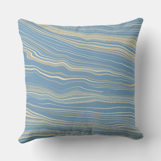 Contemporary Slate Blue, Tan, Linen Pattern クッション (裏面)