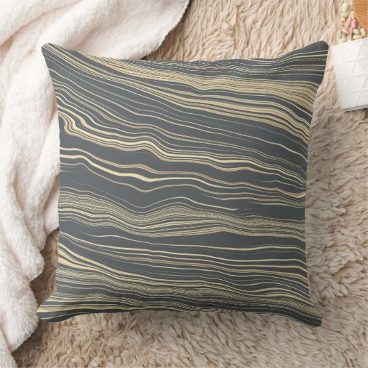 Contemporary Smoke Grey, Tan with Linen Pattern クッション (ブランケット)