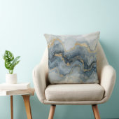 Contemporary Smoky Blue Gray Gold White Abstract クッション (椅子)