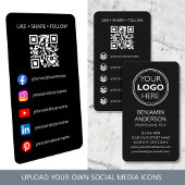 Contemporary Social Media Logo QR Code Black 名刺