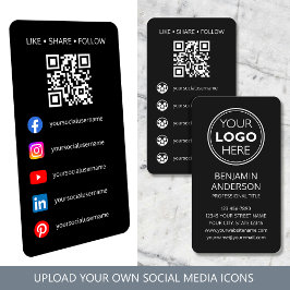 Contemporary Social Media Logo QR Code Black 名刺