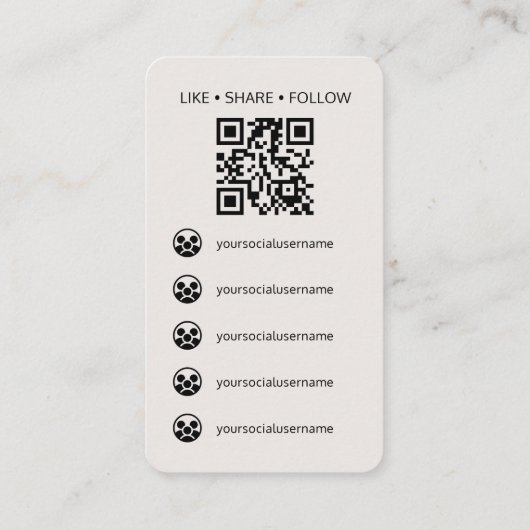 Contemporary Social Media Logo QR Code Off-White 名刺 (裏面)