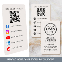 Contemporary Social Media Logo QR Code Off-White 名刺