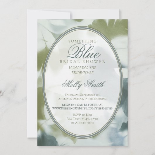 Contemporary Something Blue Bridal Shower 招待状 (正面)
