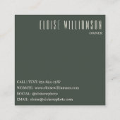 Contemporary Trendy Chic Bold Dark Green Modern スクエア名刺 (裏面)