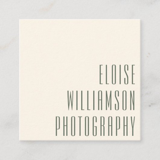 Contemporary Trendy Chic Bold Dark Green Modern スクエア名刺 (正面)