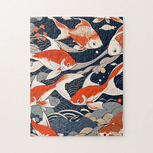 Contemporary ukiyoe, goldfish ジグソーパズル (縦)