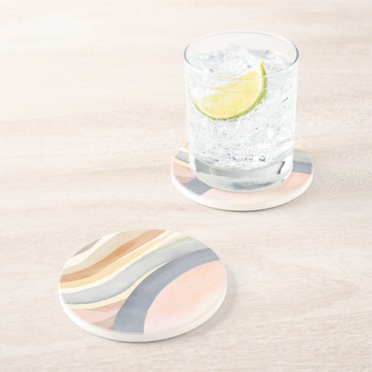 Contemporary Waves | Neutral Modern Watercolor コースター (側面)