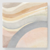 Contemporary Waves | Neutral Modern Watercolor ストーンコースター (正面)