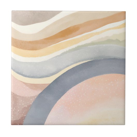 Contemporary Waves | Neutral Modern Watercolor タイル (正面)