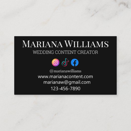 CONTENT 結婚 CREATOR 8の写真コラージュ黒 名刺 (裏面)