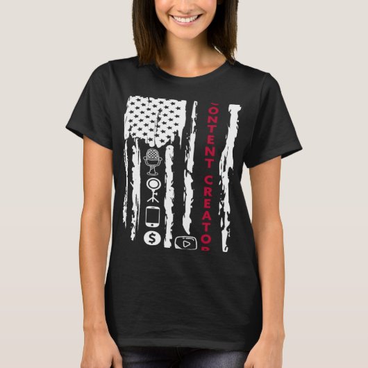Content Creatorブロガーvlogger influencer America Tシャツ (正面)