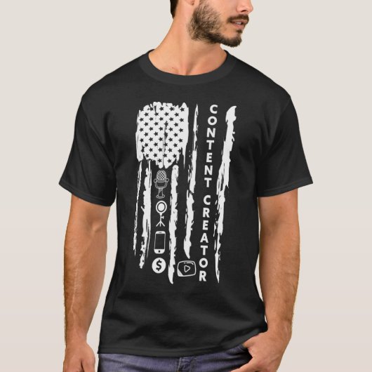 Content Creatorブロガーvlogger influencer America Tシャツ (正面)