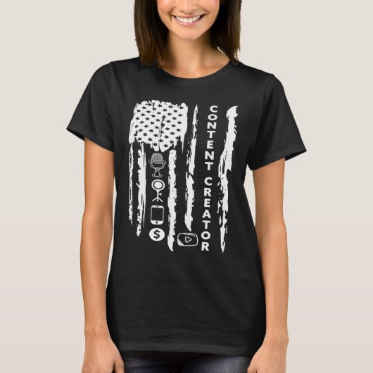 Content Creatorブロガーvlogger influencer America Tシャツ (正面)