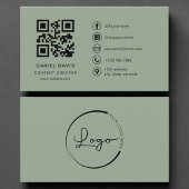 Content Creator Sage Green Logo QR Code  名刺