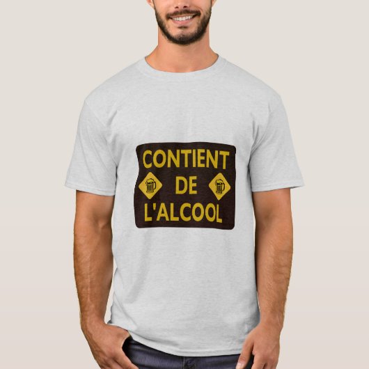 contient alcool biere chope binouze mousse humour tシャツ (正面)