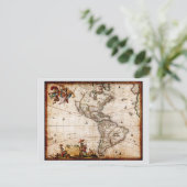 Continent of America Old Map シーズンポストカード (スタンド正面)