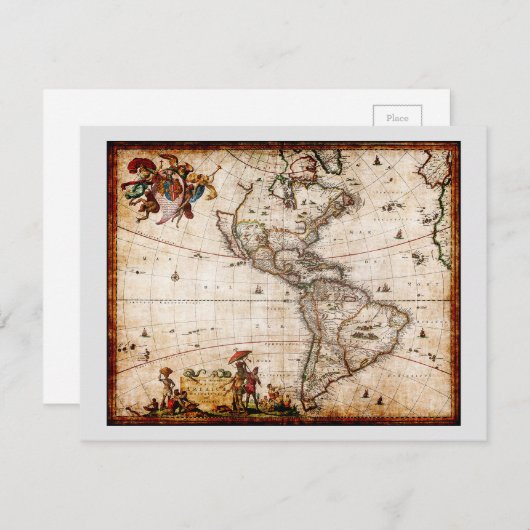 Continent of America Old Map Card (正面/裏面)