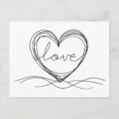 Continuous Line Artの「愛」を持つハート ポストカード (正面)