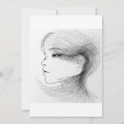 Continuous line art illustration of a human face 4 招待状 (裏面)