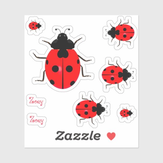 Contour Ladybugs Vinyl Stickersラベル シール (シート)